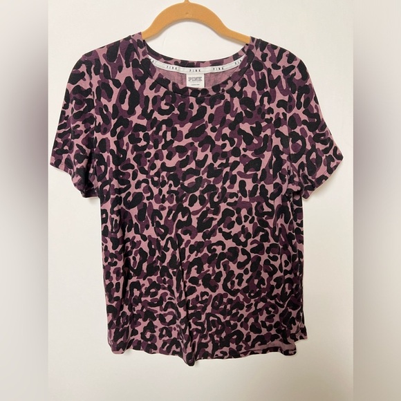 PINK”VICTORIA SECRET” SIZE L PURPLE & BLACK TOP - Picture 1 of 6